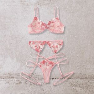 Shein embroidered lingerie garter set